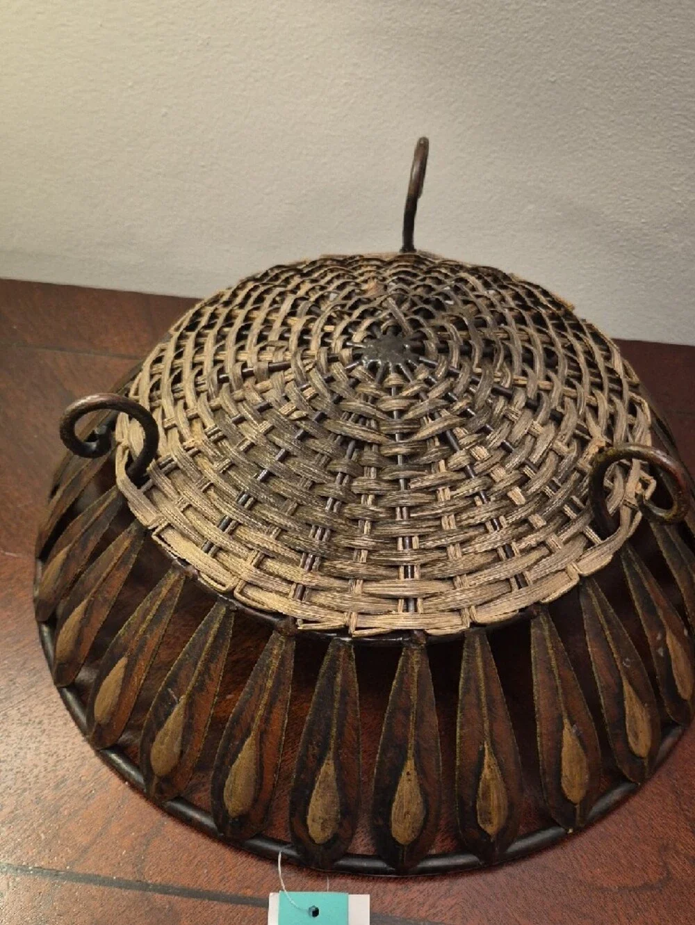 Hand Made In Vietnam Brown Woven Metal Decorative Bowl Basket